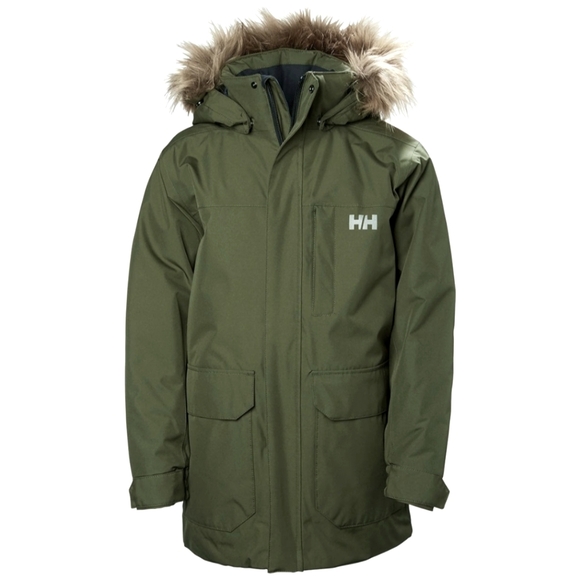 Kids Helly Hansen Olive Green Jr Felix Parka Jacket sz 8 - Picture 1 of 6